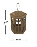 Ahşap Boyanabilir MDF Altıgen Ayaklı Dekoratif Fener, Şamdan , Mumluk 3 lü Set