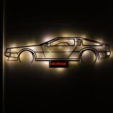 Veraart Işıklı Kişiselleştirilebilir Araba Temalı Tablo Delorean Dekoratif Gece Lambası 80 cm