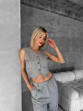 Essential yelek pantolon takım gri s255254