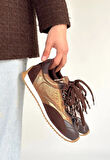 Ranu Kahverengi Cilt Paraşüt Detaylı Bağcıklı Spor Ayakkabı
