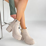 Pinma Bej Cilt Topuklu Bot