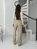 Fitilli şardonlu pantolon bej a4058