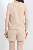 Şortlu Ayrobin takım bej
