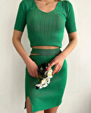 Etekli triko takım yeşil t23107