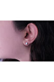 Pırlanta Ve Oval Safir Taşlı Küpe