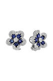 Pırlanta Ve Oval Safir Taşlı Menekşe Küpe