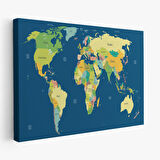 Harita Sepeti Dünya Haritası Dekoratif Kanvas Tablo 1101