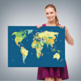 Harita Sepeti Dünya Haritası Dekoratif Kanvas Tablo 1101