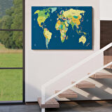 Harita Sepeti Dünya Haritası Dekoratif Kanvas Tablo 1101
