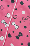 Kız Çocuk Pembe Düğmeli Pijama Takımı Yazlık Pamuklu Kısa Kollu Uyku Bantlı