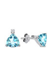 Pırlanta ve Üçgen Kesim Sky Blue Topaz Taşlı Küpe