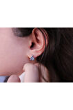Pırlanta ve Üçgen Kesim Sky Blue Topaz Taşlı Küpe