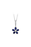 Oval Safir Ve Pırlanta Taşlı Menekşe Kolye