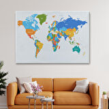 Harita Sepeti Dünya Haritası Dekoratif Kanvas Tablo 1103