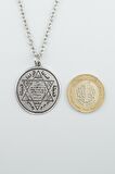 Hz. Süleyman Mühür Erkek Kadın Kolye Antik Gümüş Kaplama - 60 cm Düz Zincir