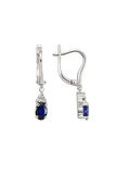 Oval Safir Taşlı Pırlanta Küpe