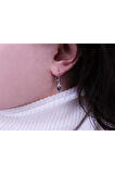 Oval Safir Taşlı Pırlanta Küpe