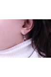 Oval Safir Taşlı Pırlanta Küpe