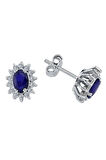 Pırlanta ve Oval Safir Taşlı Anturaj Küpe