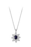 Pırlanta ve Oval Safir Taşlı Kolye