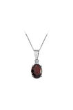 Kadın Pırlanta Ve Oval Garnet Taşlı Kolye