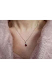 Kadın Pırlanta Ve Oval Garnet Taşlı Kolye