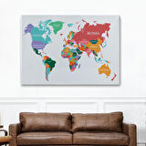 Harita Sepeti Dünya Haritası Dekoratif Kanvas Tablo 1104