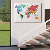 Harita Sepeti Dünya Haritası Dekoratif Kanvas Tablo 1104