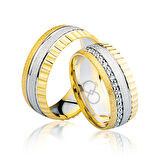 Sarı Beyaz Renkli Altın Alyans - 1105