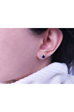 Pırlanta ve Oval Safir Taşlı Küpe