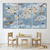 Harita Sepeti Çocuk Odası Temalı Dekoratif Kanvas Tablo 1106