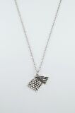 Game Of Thrones Stark Kurt Erkek Kadın Kolye Antik Gümüş Kaplama - 60 cm Düz Zincir
