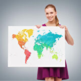 Harita Sepeti Dünya Haritası Dekoratif Kanvas Tablo 1108