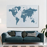 Harita Sepeti Dünya Haritası Dekoratif Kanvas Tablo 1109
