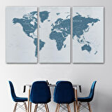Harita Sepeti Dünya Haritası Dekoratif Kanvas Tablo 1109
