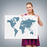 Harita Sepeti Dünya Haritası Dekoratif Kanvas Tablo 1109