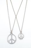 2'li Peace Barış Sembolü Erkek Kadın Kolye Seti 925 Ayar Gümüş Kaplama