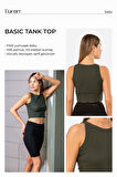 Türen Kadın Fitilli Crop T-shirt 3404/Haki