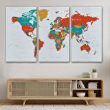 Harita Sepeti Dünya Haritası Dekoratif Kanvas Tablo 1110