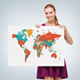 Harita Sepeti Dünya Haritası Dekoratif Kanvas Tablo 1110