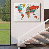 Harita Sepeti Dünya Haritası Dekoratif Kanvas Tablo 1110