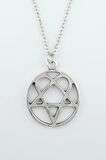 Heartagram Erkek Kadın Kolye Antik Gümüş Kaplama - 60 cm Düz Zincir