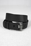 Erkek Siyah Kalın Dilli Deri Spor Kemer