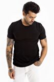 DeepSEA Erkek Siyah Sıfır Yaka Dar Kesim Basic Tişört 1801131