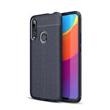 Smcase Huawei P Smart Z Kılıf Deri Dokulu Silikon  Nano Ekran Koruyucu