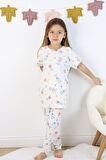 Kız Çocuk Pamuklu Penye Kumaş Baskılı Pijama Takımı 