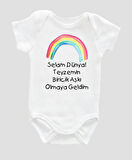 Organik %100 Pamuk Selam Dünya Teyzemin Aşkı  Baskılı Bebek Body Kısa Kollu Badi Zıbın ZBN027