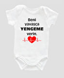 Beni Yavaşça Yengeme Verin Yazılı Bebek Body %100 Pamuklu Beyaz Badi Zıbın Organik Baskılı ZBN001