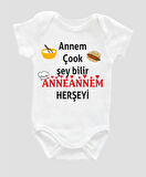 Organik %100 Pamuk Annem Çok Şey Bilir Anneannem Bebek Body ZBN058