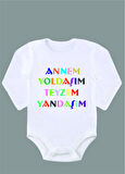 Uzun Kollu %100 Organik Pamuk Baskılı Bebek Body Çıtçıtlı Zıbın ZBN015